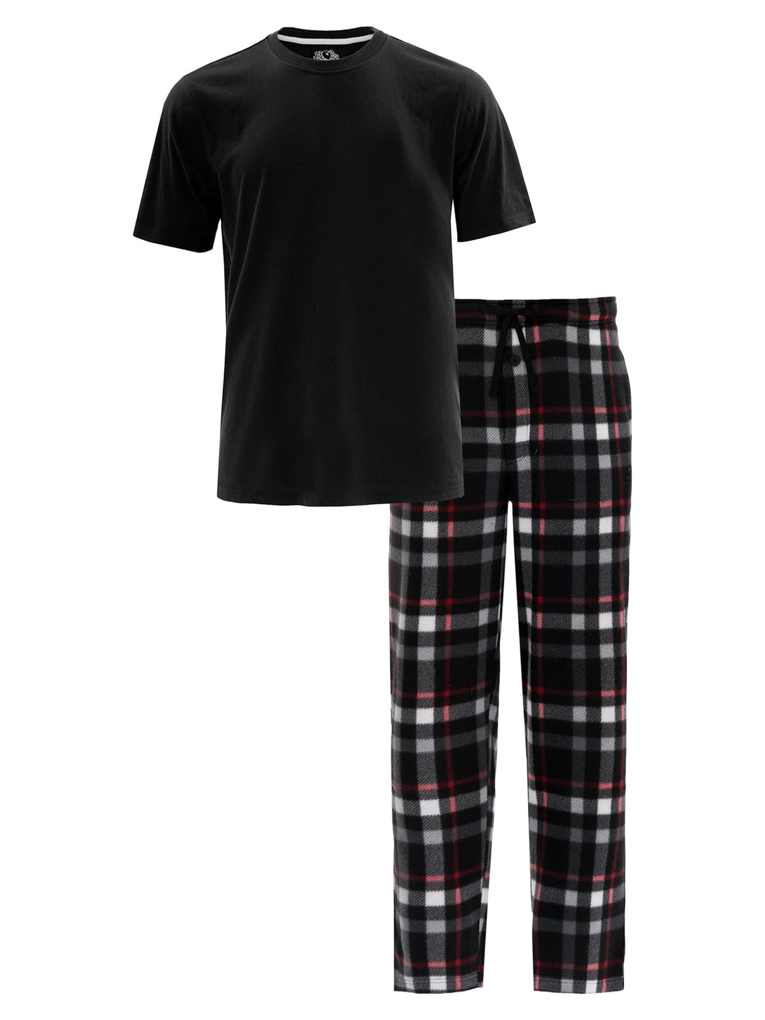 Fruit of the Loom Men's Crewneck Tee and Fleece Pajama Pants Set, 2-Piece, Sizes S-5XL