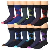 James Fiallo Mens 12-Pairs Funny Funky Crazy Novelty Colorful Patterned Dress Socks M203-12