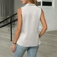 thumbnail image 4 of Daznico Women's V-Neck Sleeveless Satin Blouse with Button Detail Casual Elegant Top,XXL, 4 of 5