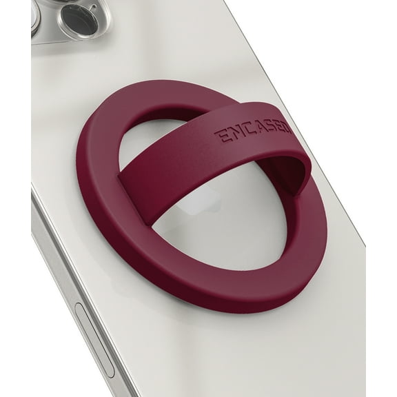 Encased Magnetic Phone Grip Holder (Compatible with MagSafe) Thin Silicone Finger Loop Ring for iPhone (Burgundy)
