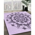 thumbnail image 3 of Ahgly Company Machine Washable Indoor Rectangle Transitional Purple Flower Purple Area Rugs, 7' x 9', 3 of 7