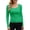 Green, variant on Womens Long Sleeve Scoop Neck Ribbed Knit Tops Casual Slim Fitted Basic Shirts