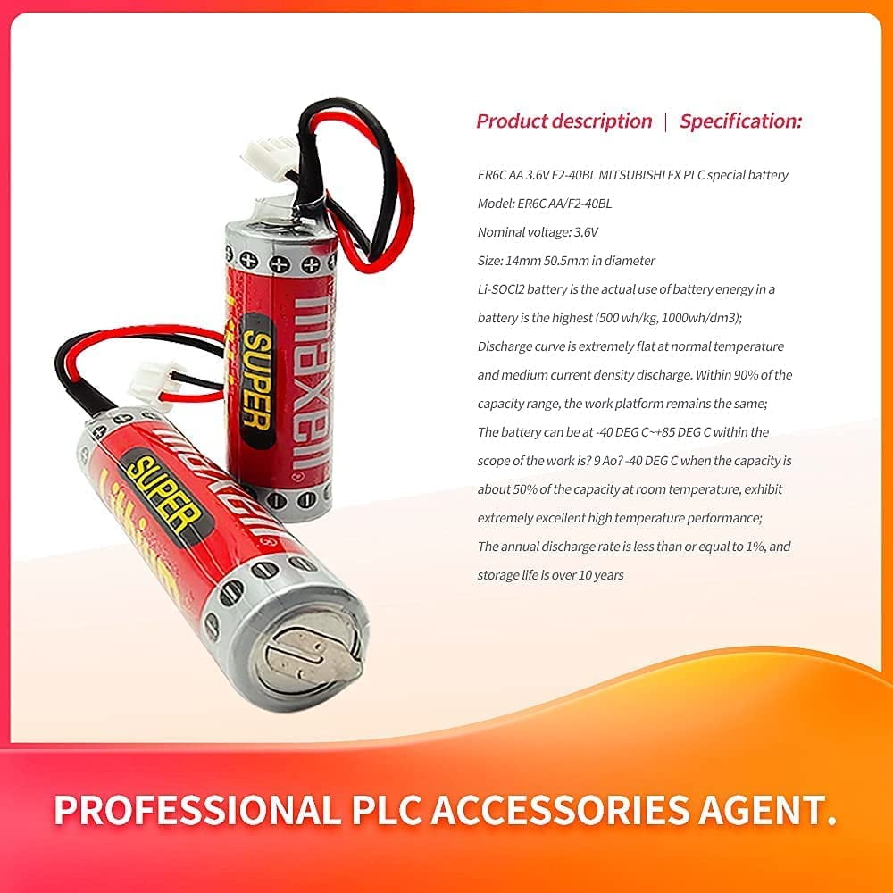 15PCS ER6C battery ER6C/3.6V Battery AA battery with plug for Mitsubishi FX F2-40BL