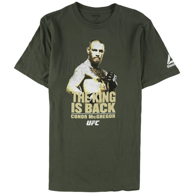 Reebok The King Is Back Conor McGregor UFC Camiseta gráfica para hombre, verde, mediano