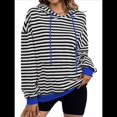 thumbnail image 3 of Sudadera con Capucha A Rayas para Mujer, Estilo Adolescente, para Otoño. y Negro L, 3 of 10