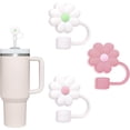 thumbnail image 2 of Paquete de 3 compatibles con vaso Stanley de 30 y 40 onzas, tapa de pajita de flores de 10 mm, lindas fundas de pajita de silicona, protectores de pajita, tapas de pajita de silicona suave de varias f, 2 of 4