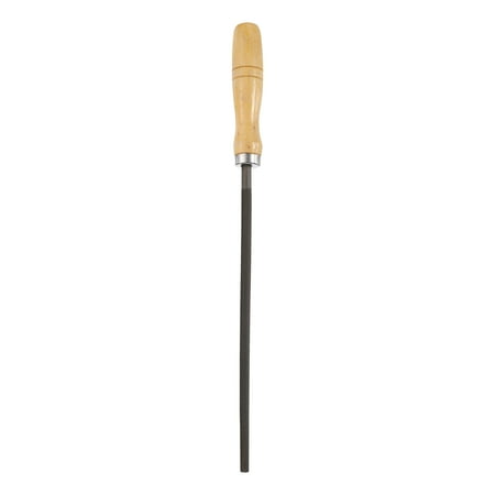 10" Round Fine Cut File Fine Metal File with Wood Handle, Grey/Yellow
