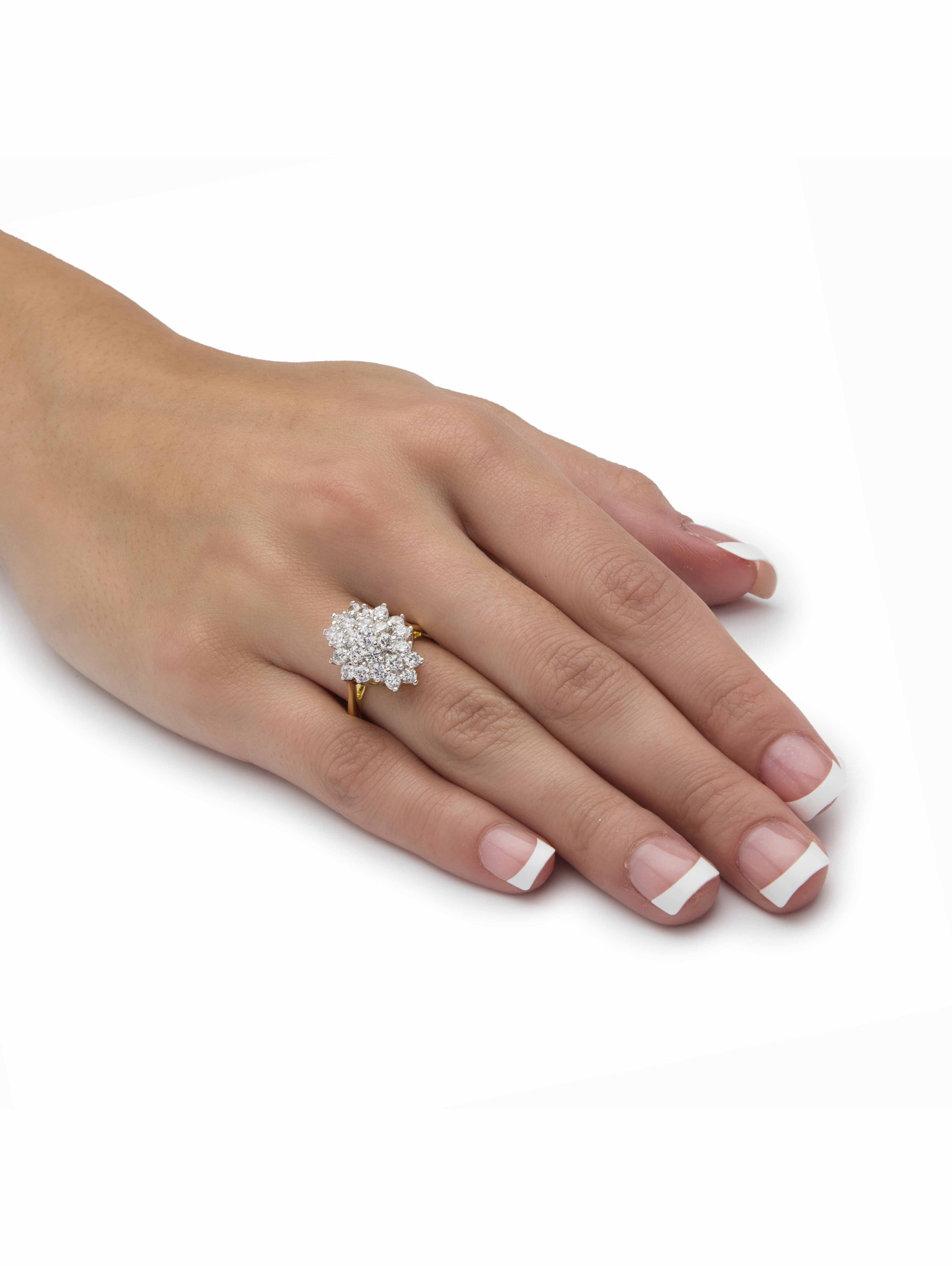 PalmBeach Jewelry 1.82 TCW Cubic Zirconia Marquise-Shaped Cluster Cocktail Ring Gold-Plated