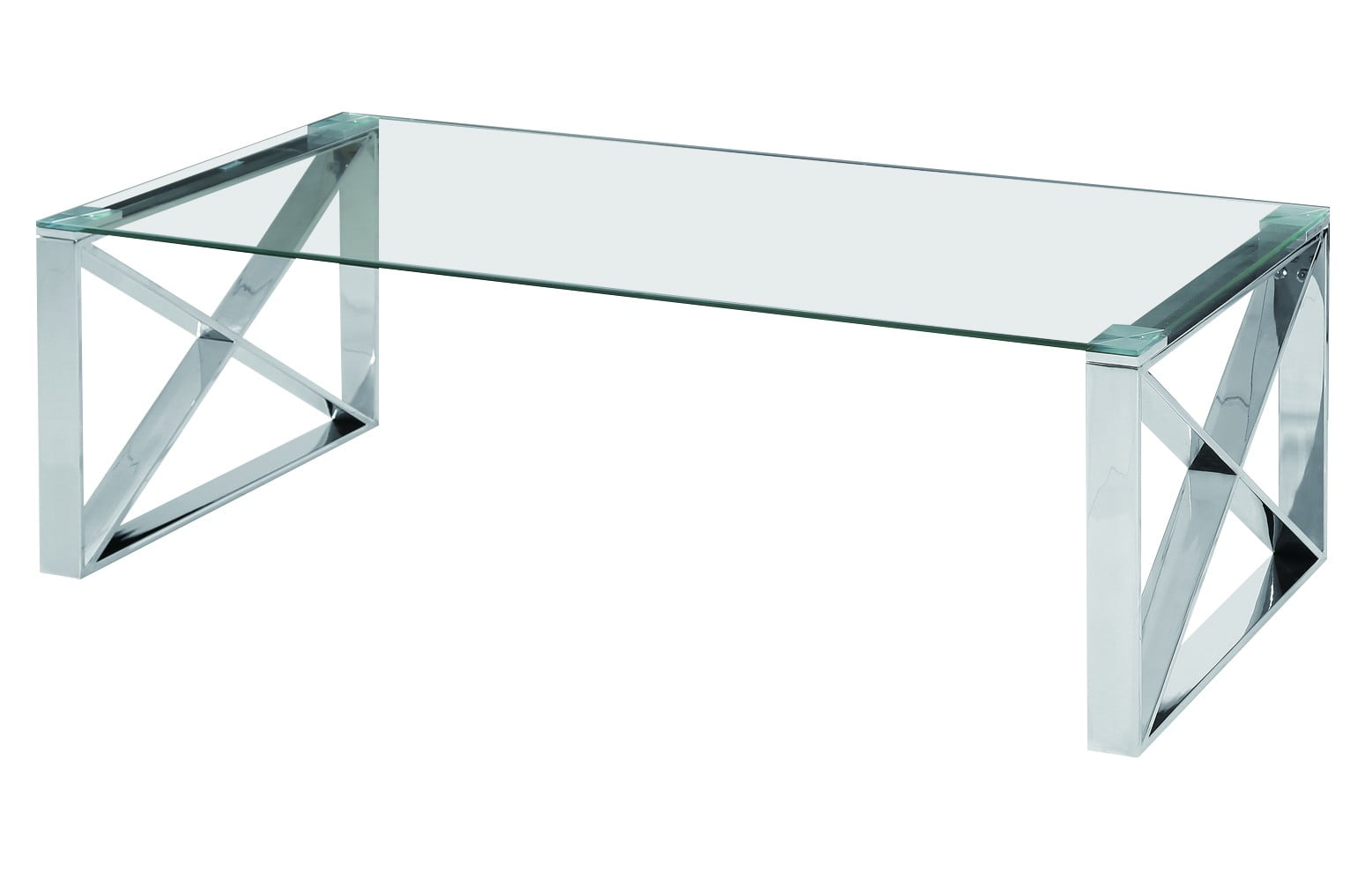 Clear Glass Coffee Table With Stainless Steel Legs