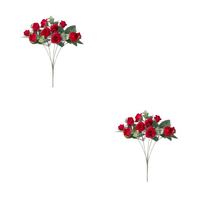 Ramo de flores artificiales Advancent Hojas de eucalipto rosas Flor falsa Rojo 2piezas
