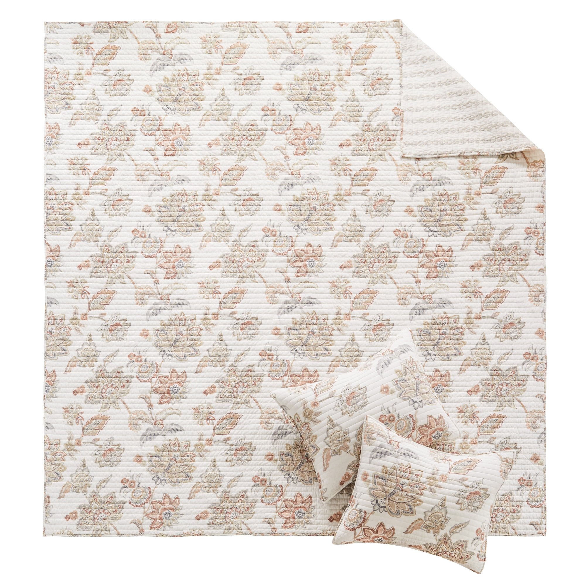 Levtex Home - Selesta Blush Quilt Set - Twin Quilt and One Standard Sham - Floral - Blush Taupe Grey - Quilt (68x86in.) and Sham (20x26in.) - Reversible - Cotton