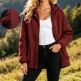 thumbnail image 5 of Htigea Fall Jackets for Women Full Zip Up Hooded Coat Lightweight Outdoor Active Jacket with Pockets Red L, 5 of 7