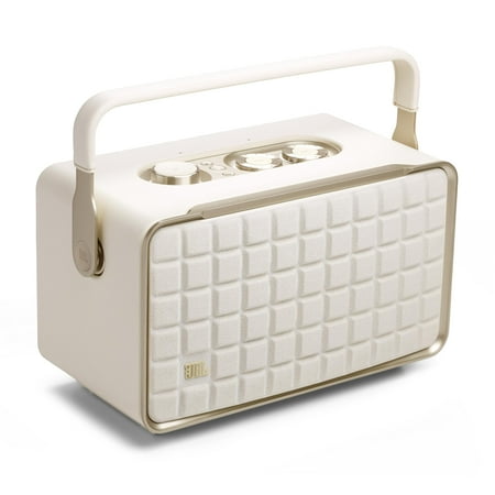 JBL Authentics 300 - Retro Style Wireless Bluetooth/WiFi Home Speaker, Built in Battery (4800mAh), Music Streaming Services via Built-in Wi-Fi, Built in Alexa and Google Assistant (White/Gold)