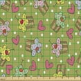 thumbnail image 2 of Cartoon Fabric by the Yard Upholstery, Romantic Illustration of Cupcakes and Hearts Images Along Dots in Doodle Style, Decorative Fabric for DIY and Home Accents, Multicolor by Ambesonne, 2 of 5