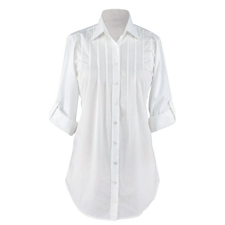 women's white button down tunic