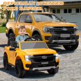 thumbnail image 3 of Ford Ranger Ride on Truck, 12V Powered Ride on Toy Cars with Remote Control, Bluetooth, MP3 Player, Safety Belt, LED Lights, Horn, Rear Wheels Drive Kids Electric Car for Boys Girls 3-6 Ages, Yellow, 3 of 13
