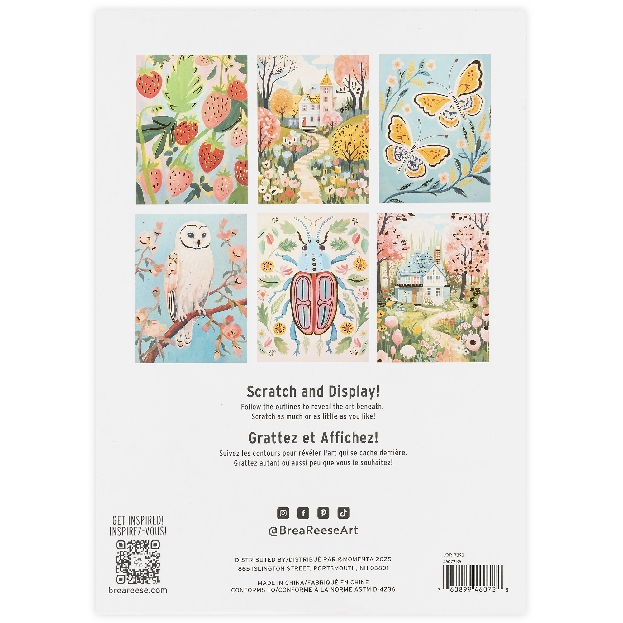 Brea Reese: Scratch Art Paper Pad - Ethereal Summer - 6 Designs, Guided Art, Metallic Accents, Stylus & Brush, Perforated 9x12" Pages, DIY Adult Craft