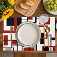 thumbnail image 4 of Red Black Grey Geometric Placemats Set of 4, Middle Century Modern Abstract Art Placemats for Dining Table, Place Mats for Kitchen Tabletop, Waterproof Wipeable Dining Table Mats Set, 4 of 9