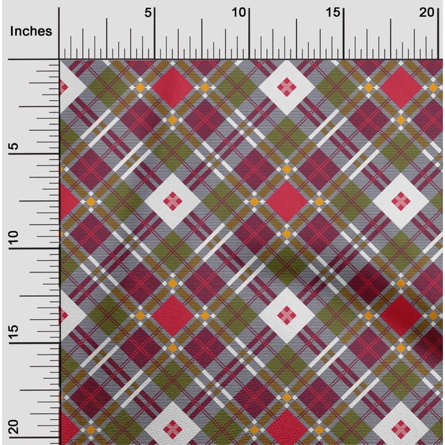 oneOone Georgette Viscose Fabric Tartan Check Fabric Prints By Yard 42 Inch Wide