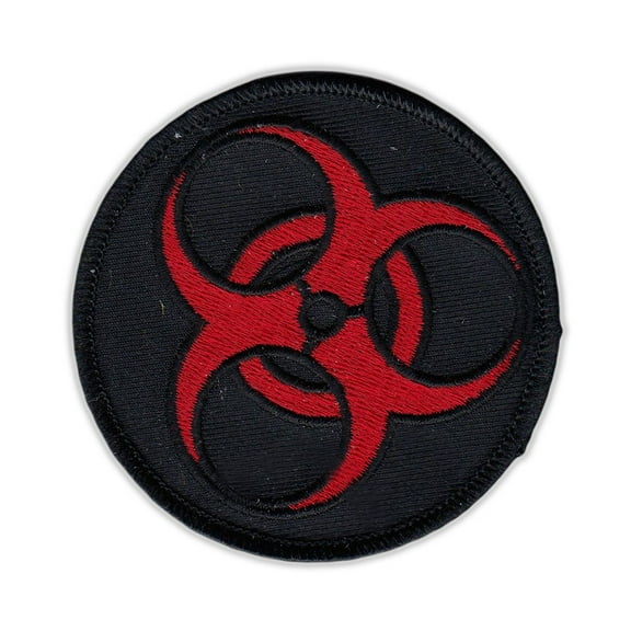Motorcycle Jacket Embroidered Patch - Zombie Symbol (Black and Red) - Vest, Cut, Leathers - 3" Round