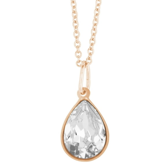 Collar para Mujer con Cristal Fino Europeo en forma de Gota– Bañado en Oro Rosa 14k- Collar Elegante y Brillante-Collares de Mujer de Moda- Joyería para Mujer de Moda- Regalo especial Ortiz Espinosa Temporada