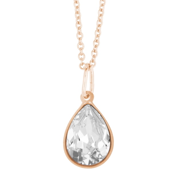 Collar para Mujer con Cristal Fino Europeo en forma de Gota– Bañado en Oro Rosa 14k- Collar Elegante y Brillante-Collares de Mujer de Moda- Joyería para Mujer de Moda- Regalo especial Ortiz Espinosa Temporada
