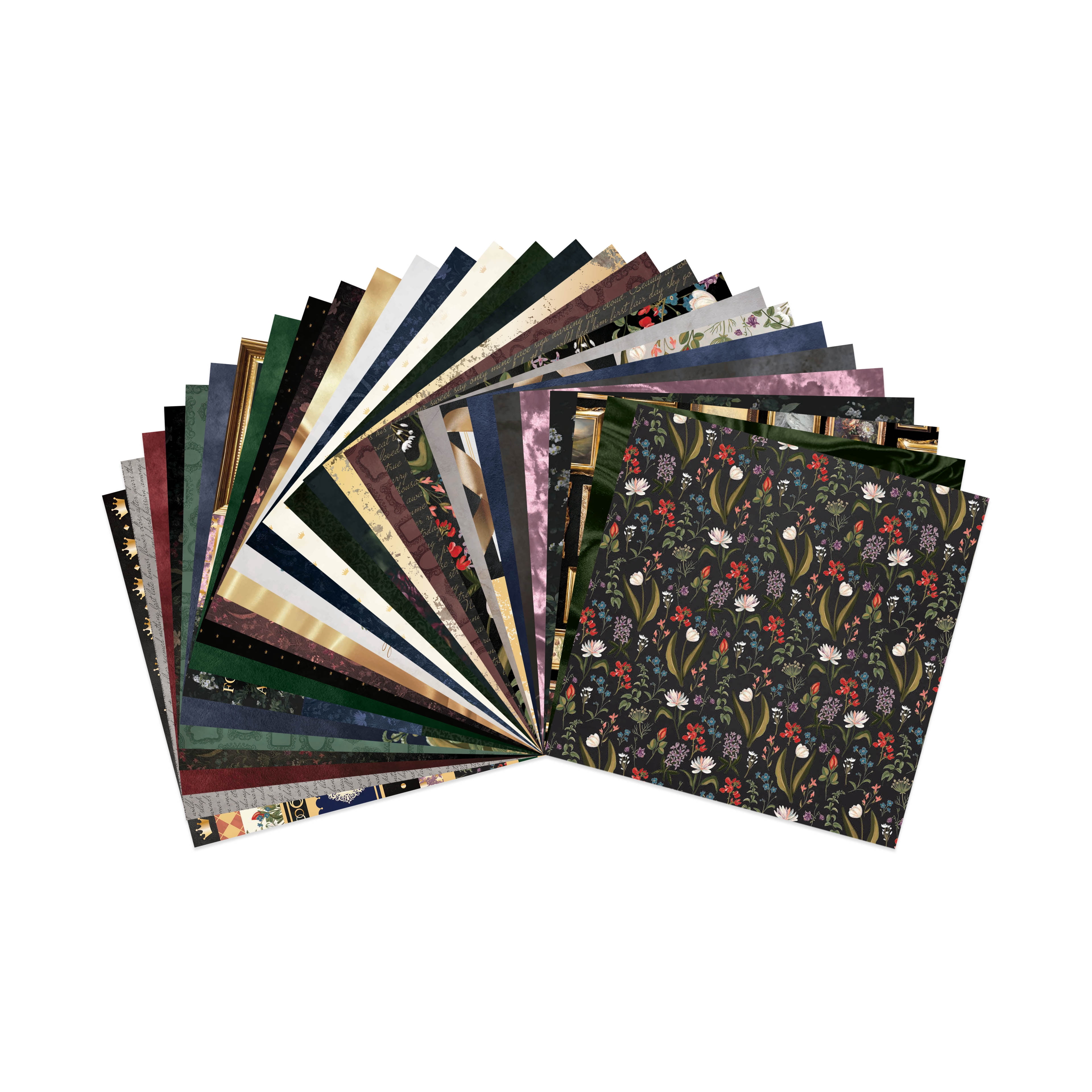 Recollections Club Velvet Paper Pad, Foil Accented Vintage Luxury Designs, Assorted Colors, 12" x 12", 6-Pack (348 Total Sheets)
