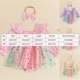 thumbnail image 3 of mgoYE Birthday Girl Outfit One Cupcake Embroidery Romper Dress First Birthday Outfit Girl, Long Sleeve Tulle Romper Dress with Bow Headband 6-12 Months, 3 of 5