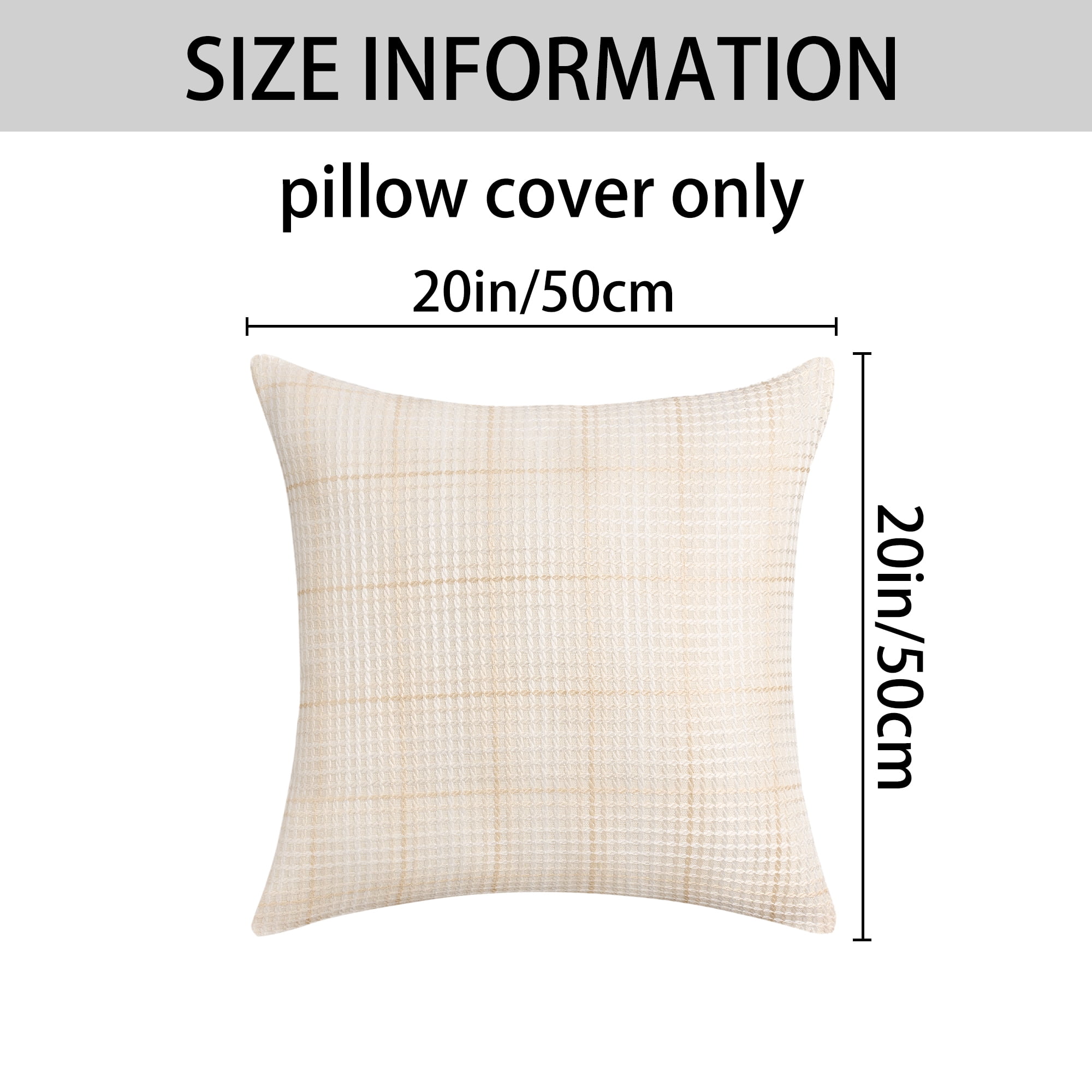 Unique Bargains Plaid Decorative Throw Pillow Covers Pack of 2 Beige 20" x 20"