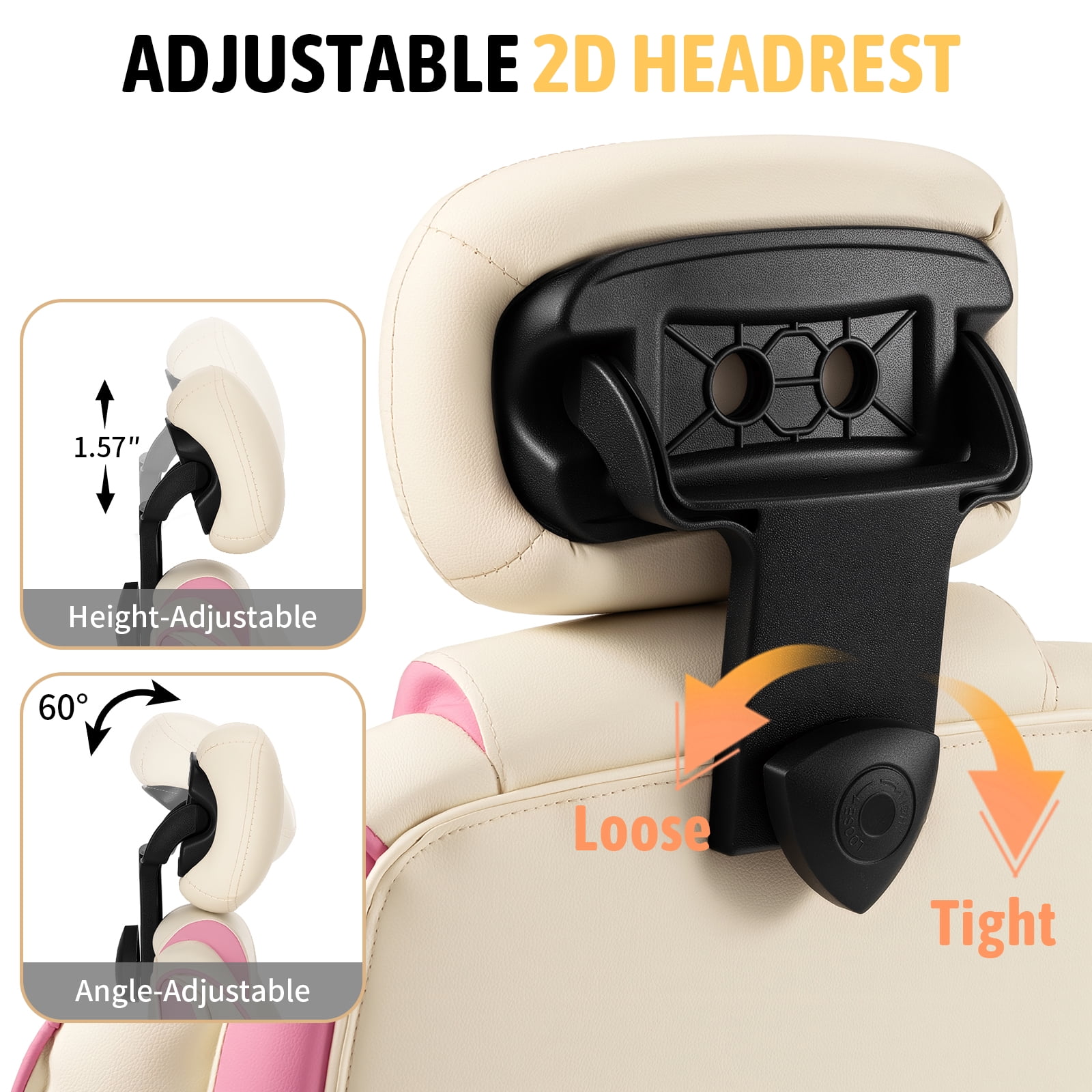 HOFFREE Executive Office Chair with Footrest White Computer Chair with Arms for Home Room and Study Leather Desk Chair with Adjustable Headrest for Teens