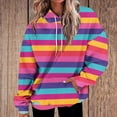 thumbnail image 2 of miqiqism Womens Striped Oversized Sweatshirts Juniors Long Sleeve Color Block Hoodies Trendy Pullover Top Y2K Clothes with Pocket Casual Drop Shoulder Blouses,Hot Pink,XX-Large, 2 of 6