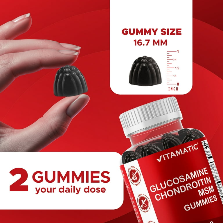 2 pack) Vitamatic Glucosamine Chondroitin Gummies with MSM & Vitamin E -  Joint Support - 60 Pectin Based Gummies - Walmart.com