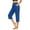 Blue plus size capri pants high waisted a1, variant on Cagogo Women Plus Size Capri Pants High Waisted Casual Capri Pants with Pockets Solid Lounge Activewear Trousers for Party Work Beach Summer, Brown XL