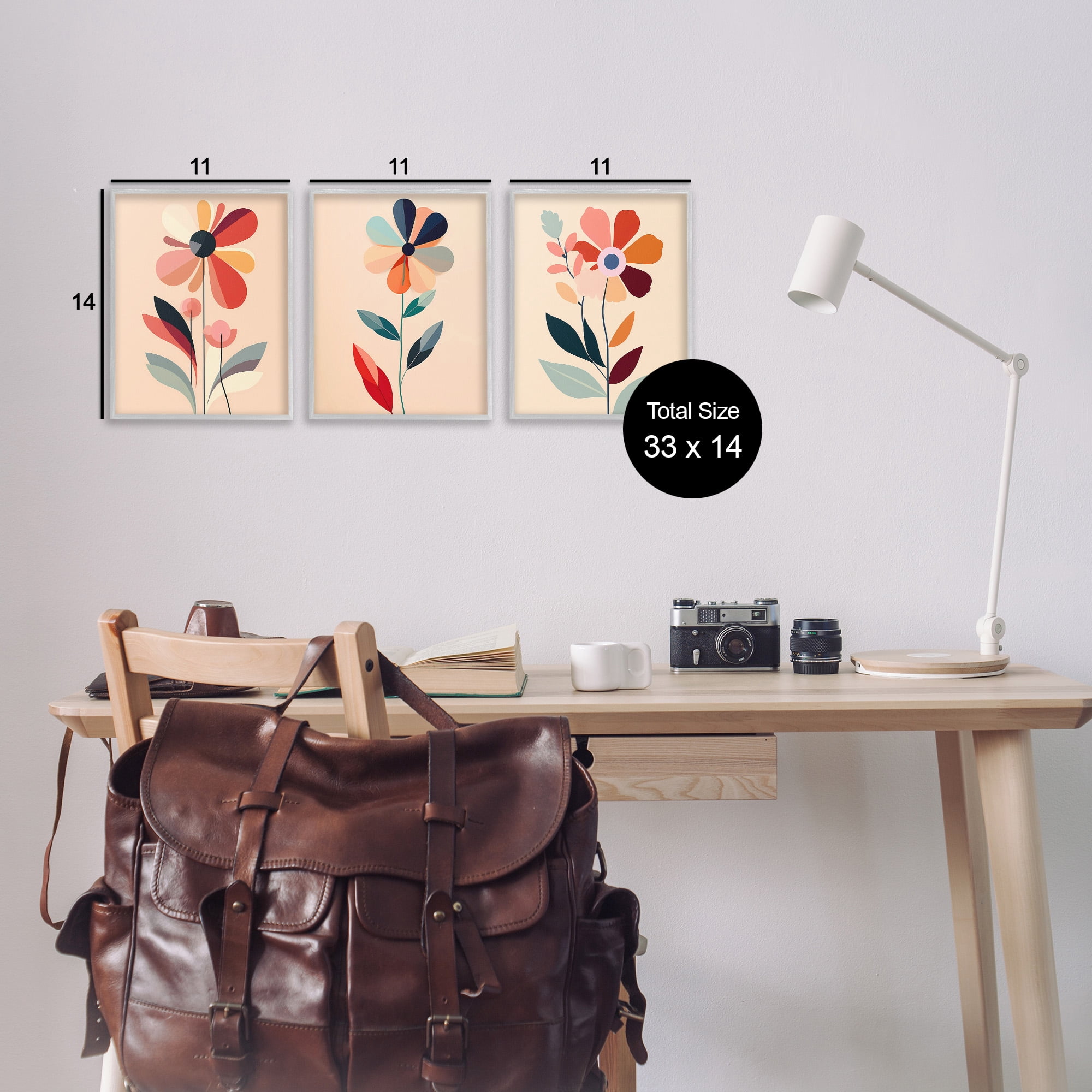 Stupell Industries Funky Modern Flowers Botanical & Floral Painting Gray Framed Art Print Wall Art, 11 x 14, Set of 3