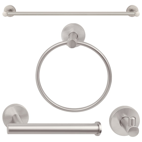 Nuk3y Luna Modern 4-Piece Bathroom Hardware Accessory Set with 24" Towel Bar