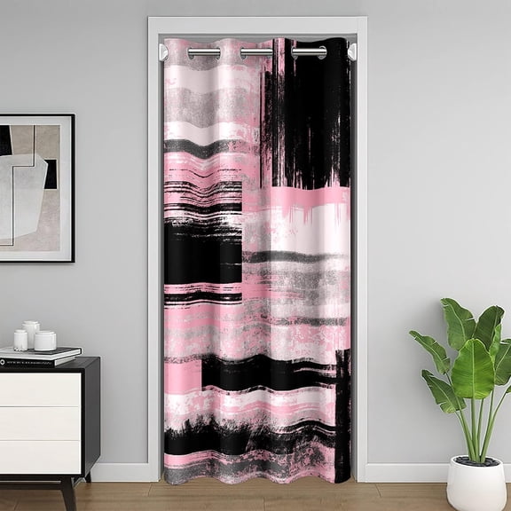 Erosebridal Abstract Artwork Door Curtain For Door Window 80"x52",Black Pink Black Out Curtain,Oil Painting Door Curtain For Door Window 80"x52",Teenager Room Decor