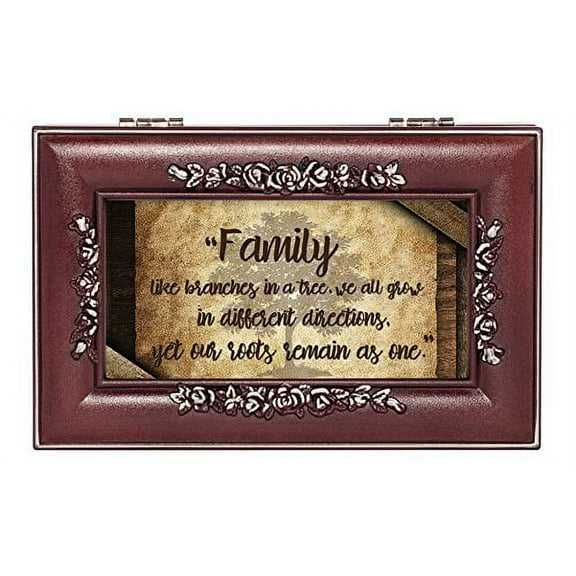 Cottage Garden Family Branches Rosewood Finish Jewelry Music Box Plays You Are My sunshine