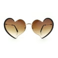 thumbnail image 5 of Womens Retro Bubbly Heart Shape Metal Rim Sunglasses Gold Brown - Brown, 5 of 8