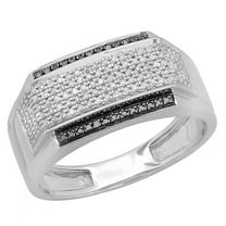 Dazzlingrock Collection 0.45 Carat (ctw) Round Black & White Diamond Hip Hop Flashy Ring for Men in 14K White Gold, Size 11.5