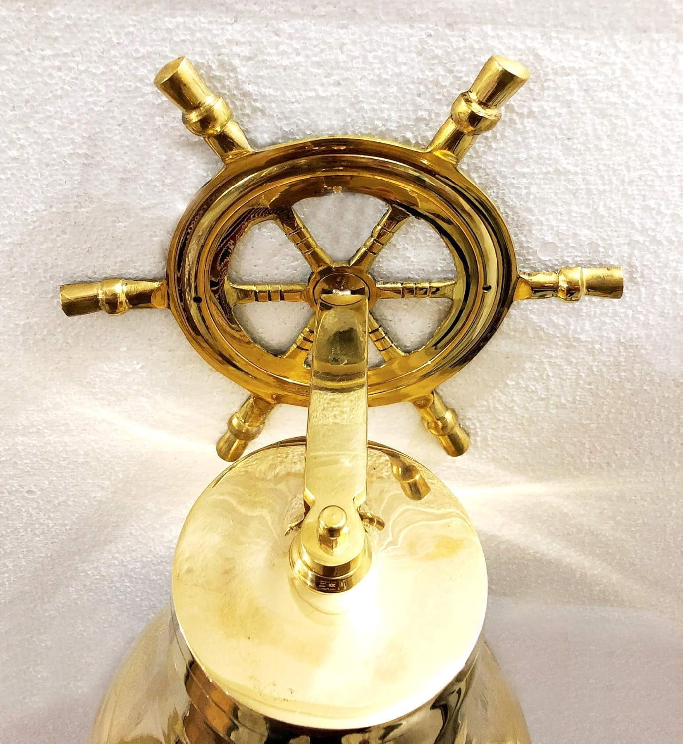 Solid Brass 8.5" Ship Wheel Bell Ring Home Kitchen Outdoor Indoor Door Bell Wall Hanging Home Decorative