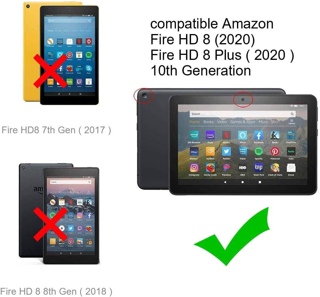Étui compatible avec les toutes nouvelles tablettes  Kindle Fire HD 8  et 8 Plus (12e génération/10e génération, version 2022/2020) 