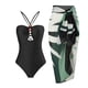thumbnail image 1 of MKLEKYY Trajes De Baño Mujer Short Women 1 Piece Swimwear+1 Piece Cover Up Two Piece Vintage Print Swimsuit Monokini Bikini 2 Piece Swimsuits Two Piece Tankini Set 1027, 1 of 2