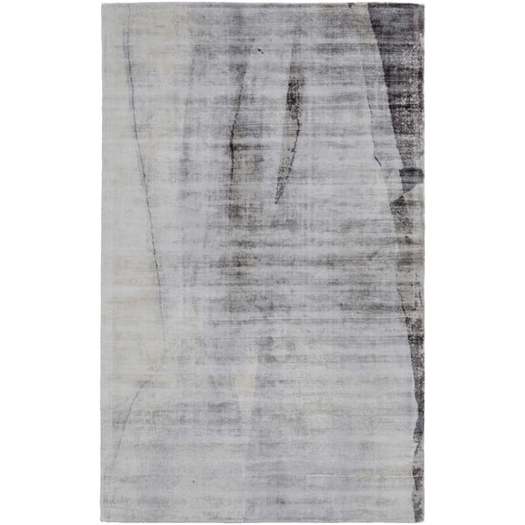Feizy Emory Modern Abstract, Gray/Taupe/Ivory, 2' x 3' Accent Rug, Sheen Handmade, Area Rug for Living Room and Bedroom