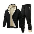 thumbnail image 2 of Jinhomg Mens 2 Piece Sweatsuit Outfit Sherpa Lined Full Zipper Hoodie Jackets & Athletic Joggers Pants Thicken Winter Thermal Fleece Tracksuits Sets, 2 of 6