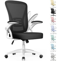naspaluro Ergonomic Office Chair, Mid-Back Computer Chair with Adjustable Height, Flip-Up Arms and Lumbar Support, Breathable Bright White Mesh Desk Chair for Home Study Working