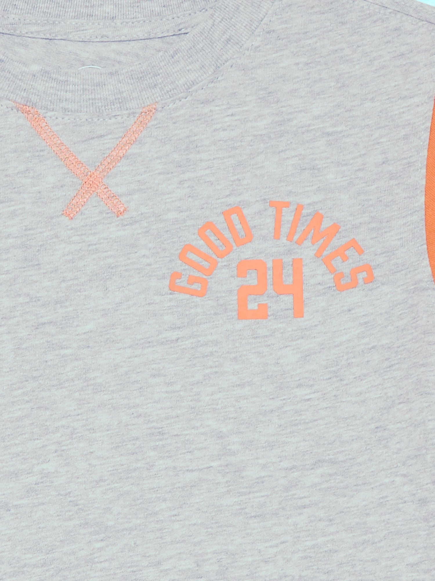 Wonder Nation Little Boys Colorblock Graphic Tee with Long Sleeves, Sizes 4-10