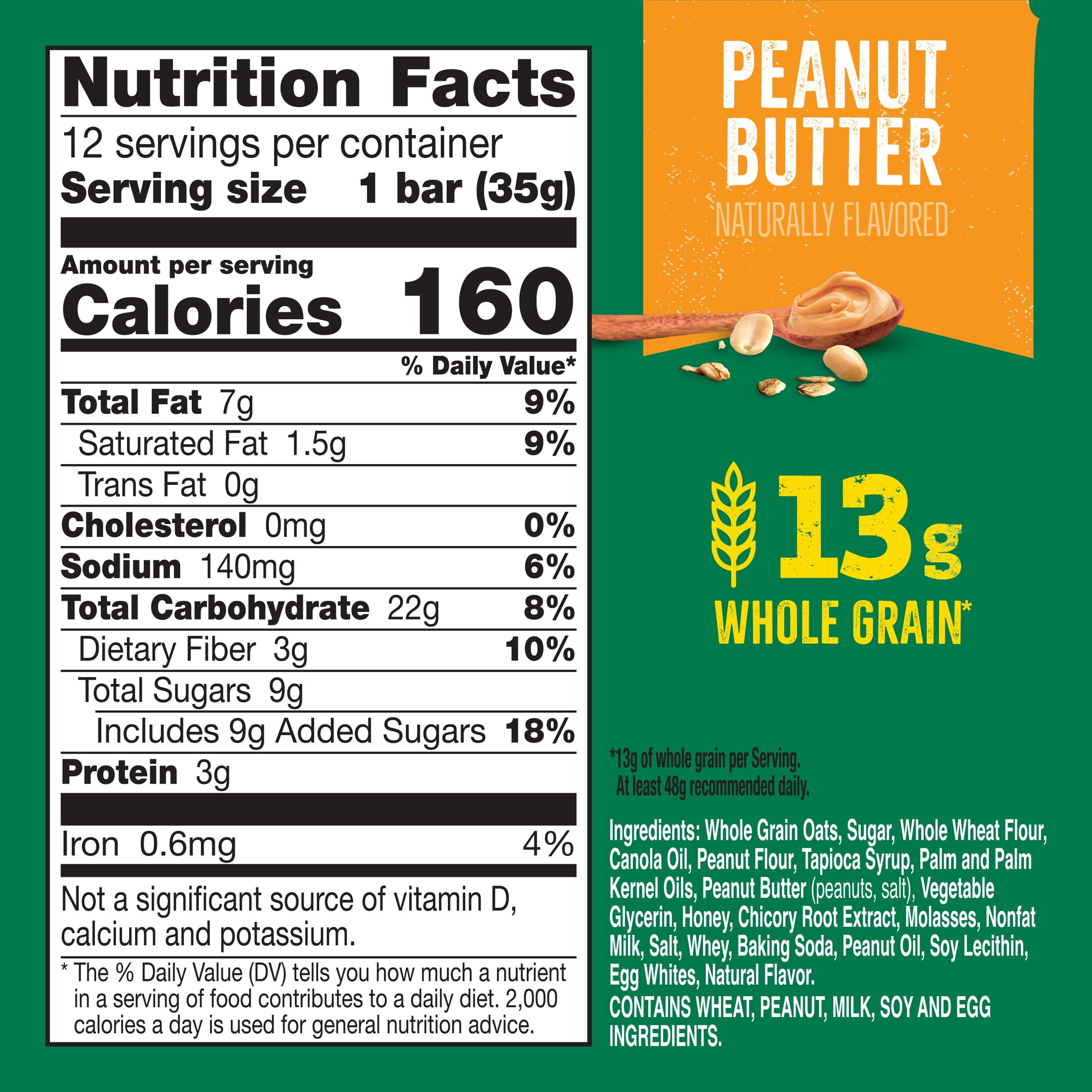 (3 pack) Nature Valley Soft Baked Oatmeal Squares, Peanut Butter, 12 Bars, 14.88 oz