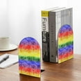 thumbnail image 5 of Susaid Colorful Tie Dye Print Wooden Bookends Decorative Book Ends for Shelves Heavy Books Holder Organizer Non-Slip Desk Book End for Kids Room Office School 1 Pairs, 5 of 8