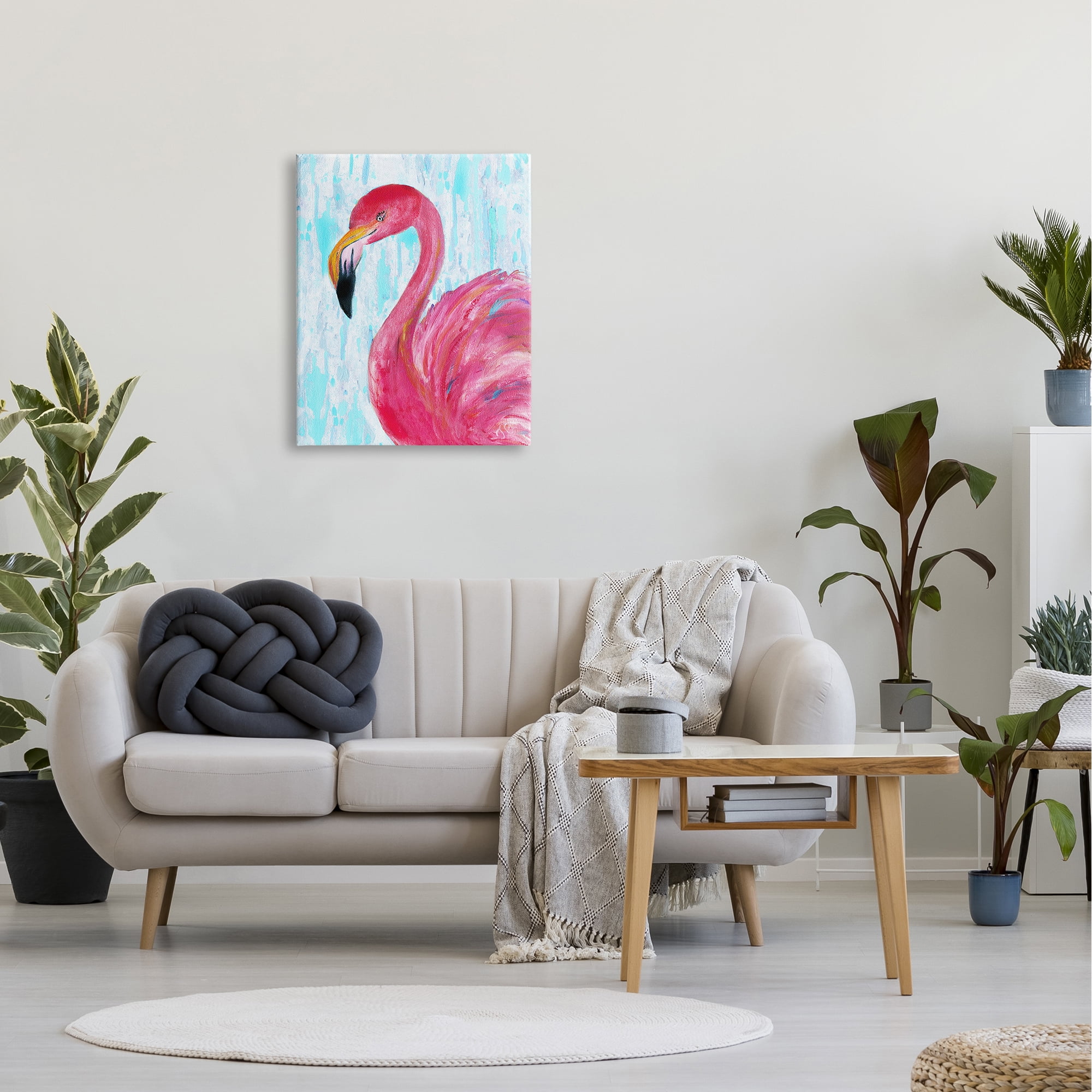Stupell Industries Preened Glamorous Flamingo Shabby Bird Painting,24 x 30, Design by Jan Cole