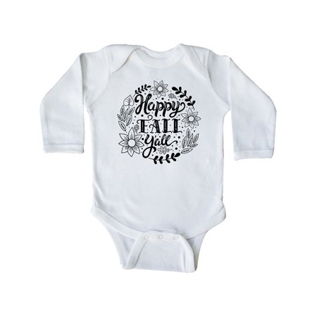 

Inktastic Happy Fall Y all with Wreath Leaves and Laurels Gift Baby Boy or Baby Girl Long Sleeve Bodysuit